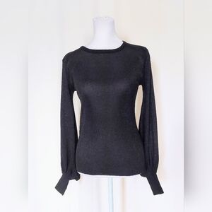 Tarri Size Small Crewneck Long Sleeve Sweater Black Sparkle Vintage